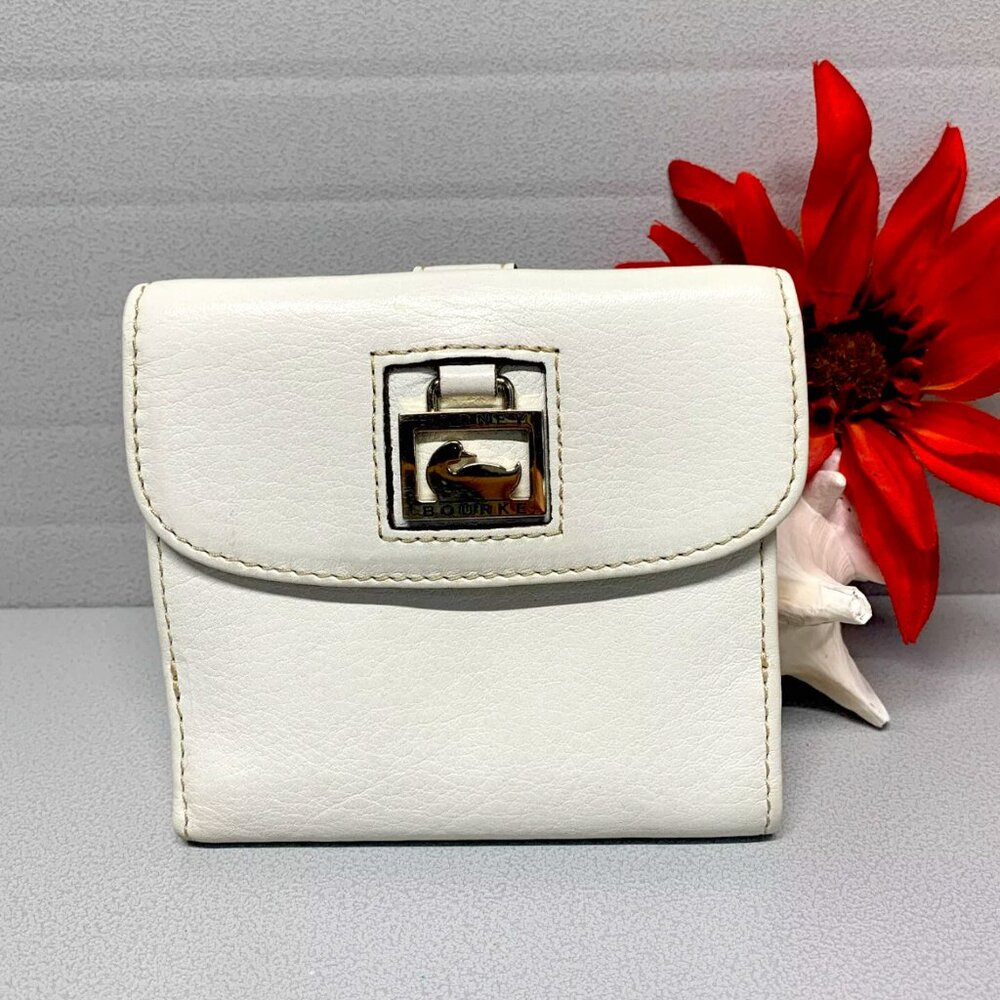 RARE Vintage Dooney and Bourke White Leather Small Bifold Wallet